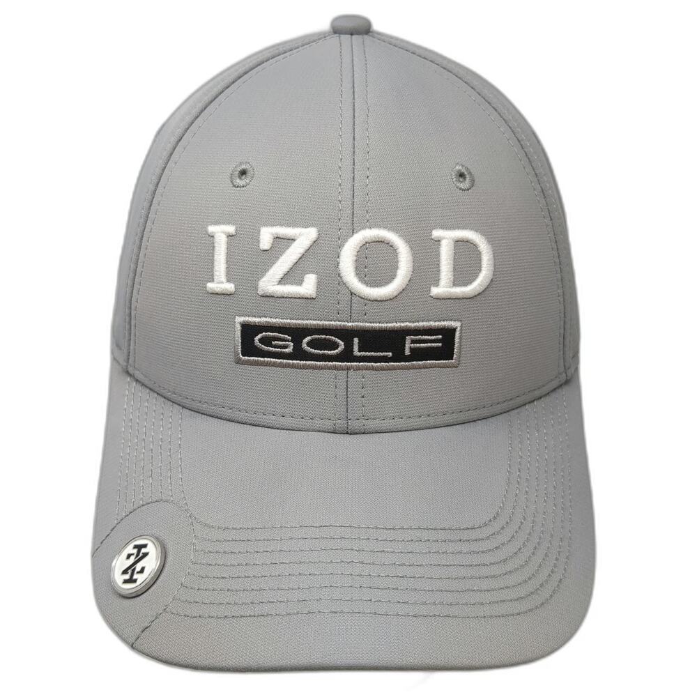 IZOD Baseball Cap Gray One Size Golf Ball Marker Performance Slideback Hat Logo